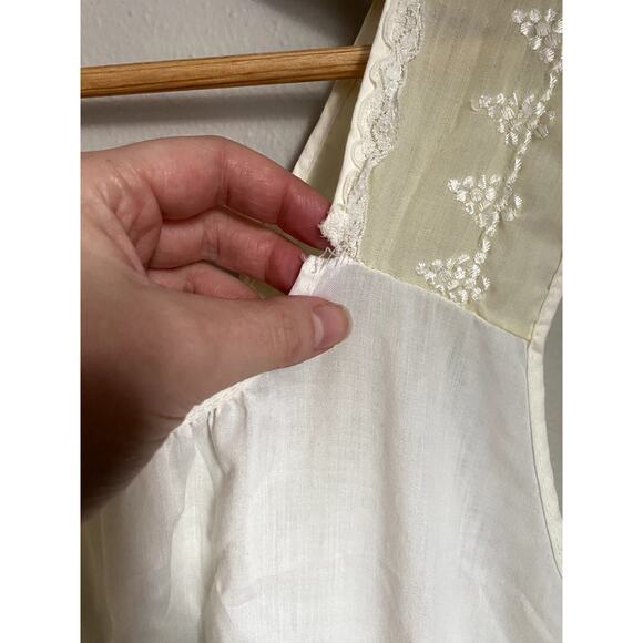 Vintage 70s Lace Cream Nightgown Shift Chemise Slip Large Fairy Feminine Cottage - Picture 3 of 3